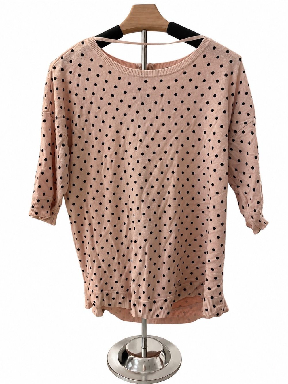 Cable & Gauge Pink Scoop-Neck Polka Dot Sweater